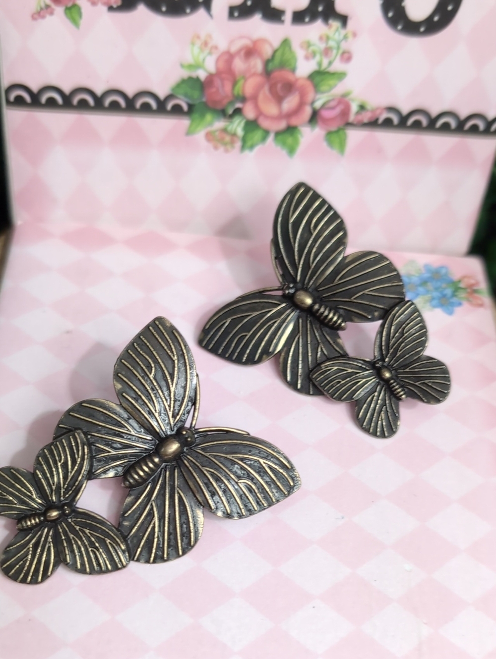 Bronze Butterfly Cluster Earrings